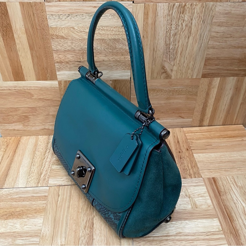 COACH 12086 Green Drifter Snakeskin Top Handle Crossbody Shoulder Bag - Picture 7 of 16